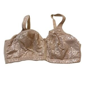 Breezies Floral Lace Full Coverage Support Bra Nude Beige 42DDD